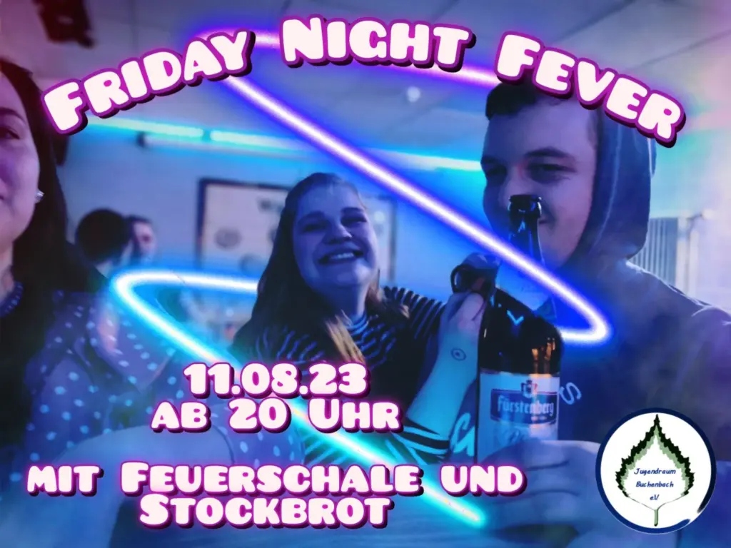 Werbefoto für das Friday Night Fever am 11.08.23 ab 20 Uhr mit Feuerschale und Stockbrot